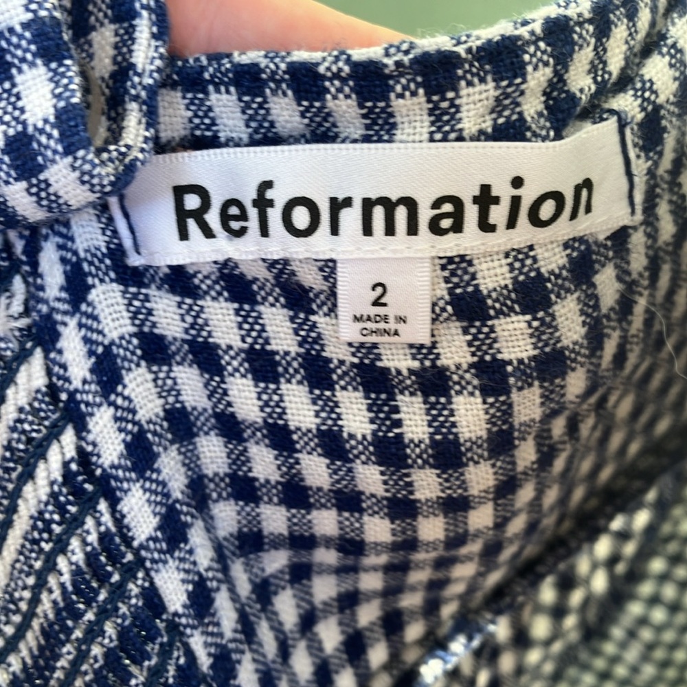Reformation Blue Gingham Mini Dress - Picture 7 of 7